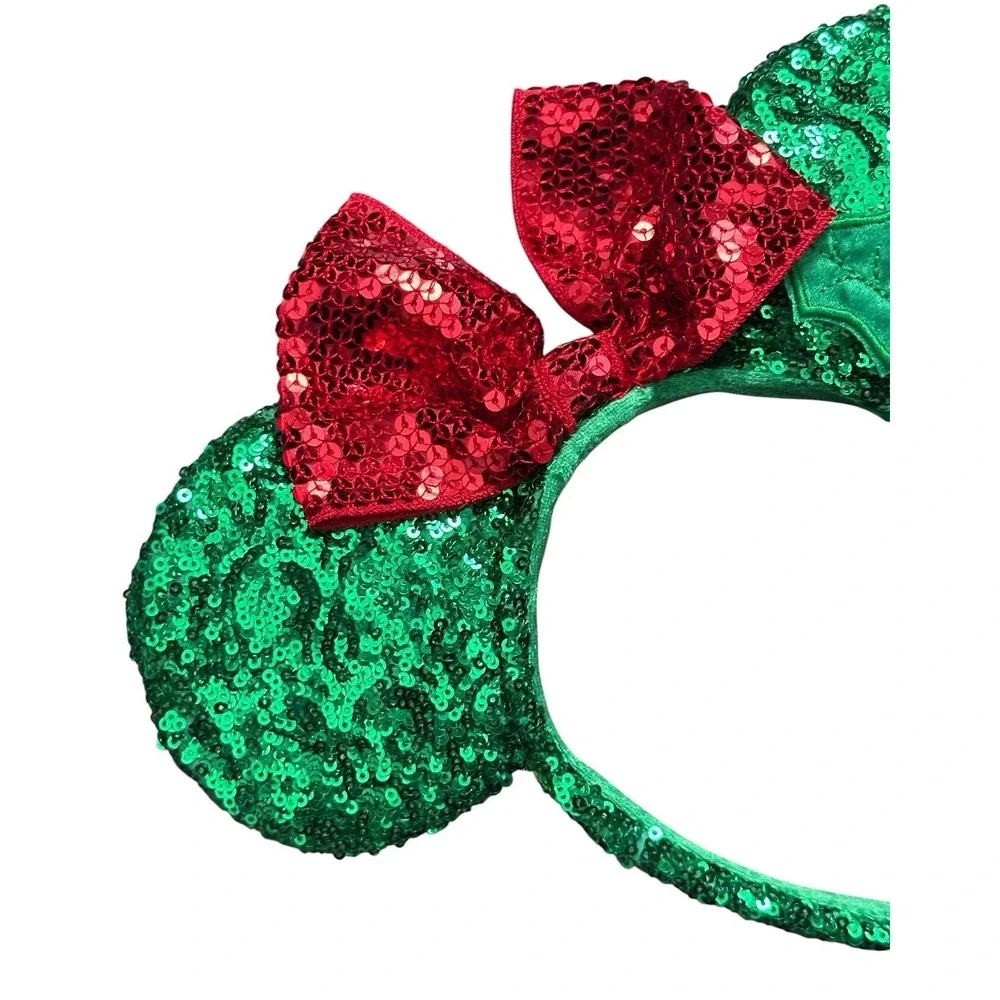 Disney Parks Holiday Minnie Mouse‎ Ear Headband w Bow Christmas Green